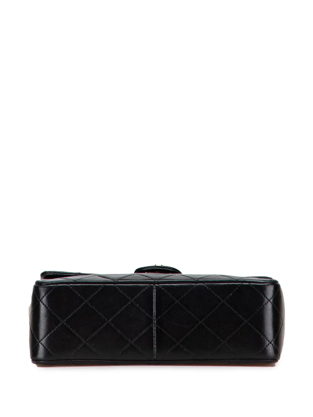 Pre-owned Chanel 1989-1991 Small Square Quilted Lambskin Flap Crossbody Bag In Black