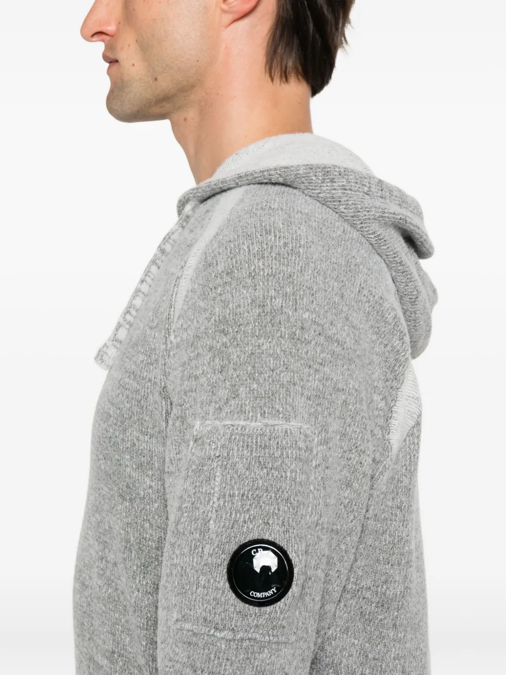 C.P. Company Gebreide hoodie met opgestikte zak Grijs