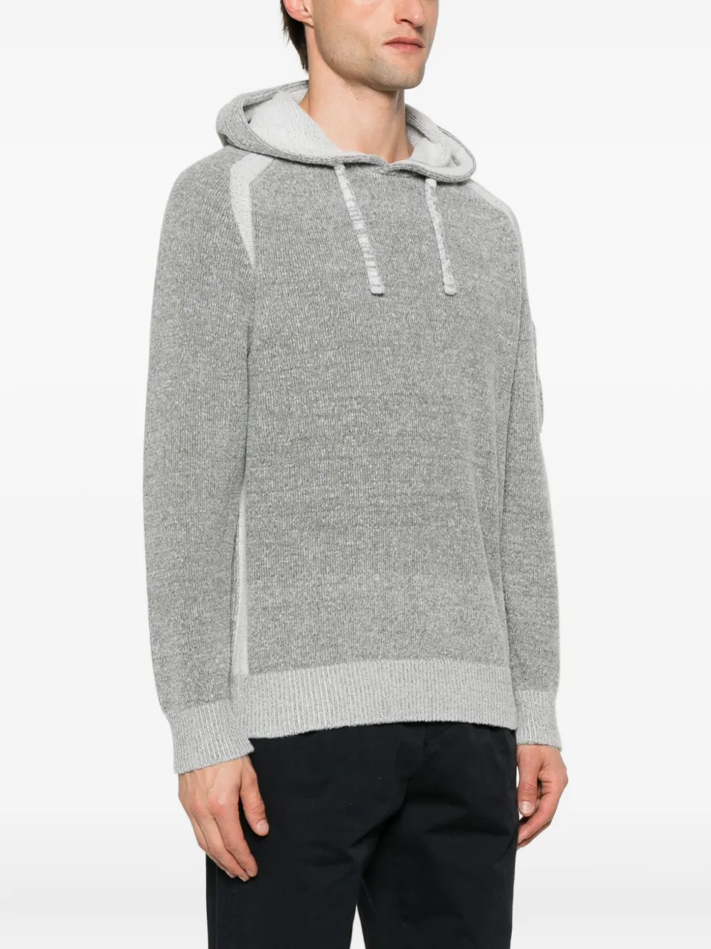 C.P. Company Gebreide hoodie met opgestikte zak Grijs