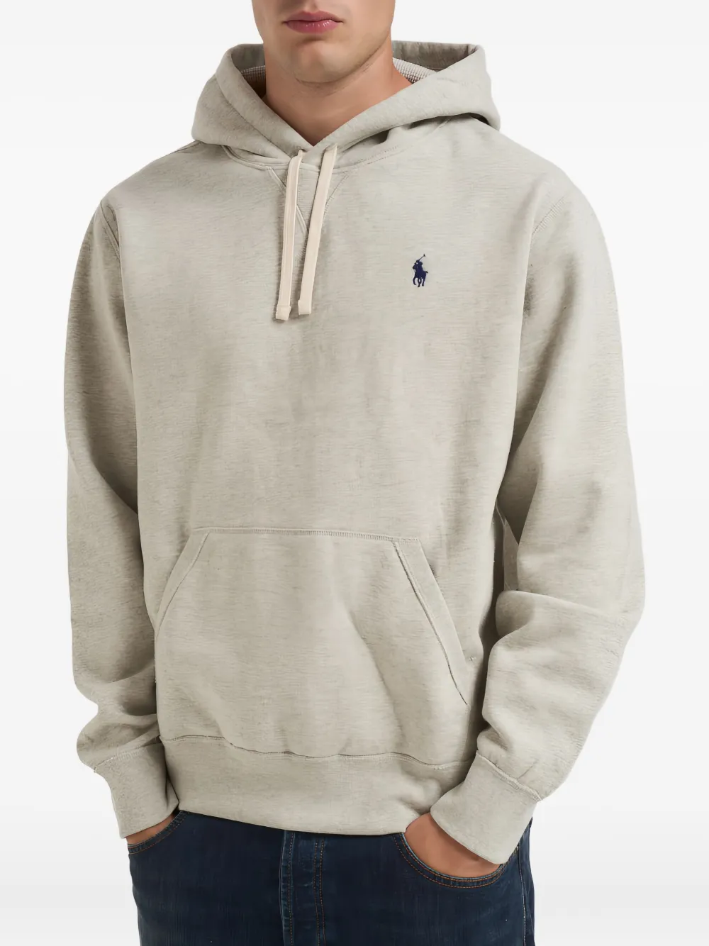 Polo Ralph Lauren Logo-embroidered Long-sleeve Hoodie In Gray