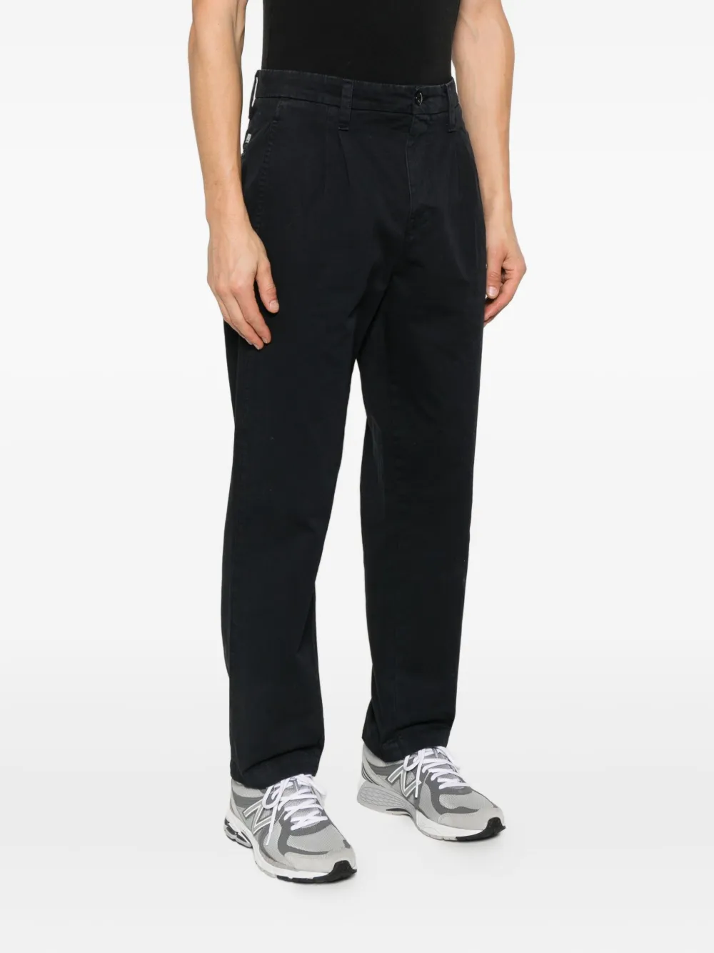 C.p. Company Pleated Cotton Trousers In Black