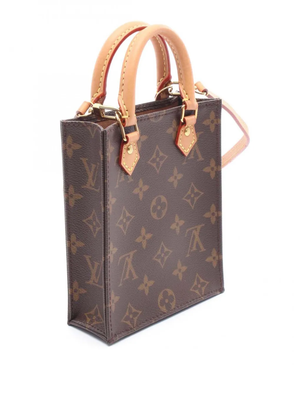 Pre-owned Louis Vuitton 2020 Monogram Petit Sac Plat Satchel In Brown