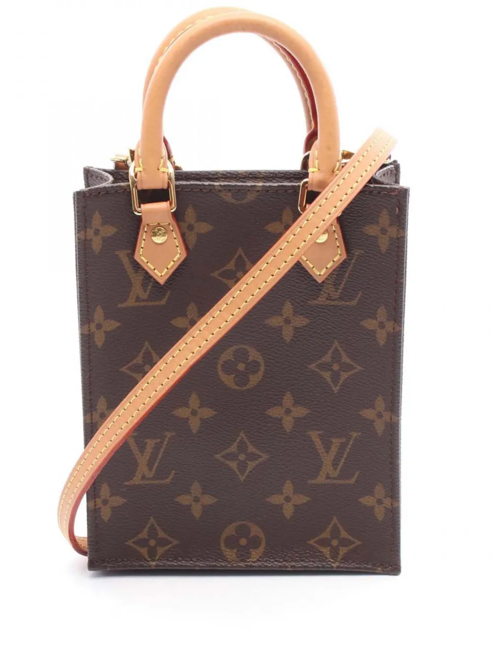 Pre-owned Louis Vuitton 2020 Monogram Petit Sac Plat Satchel In Brown