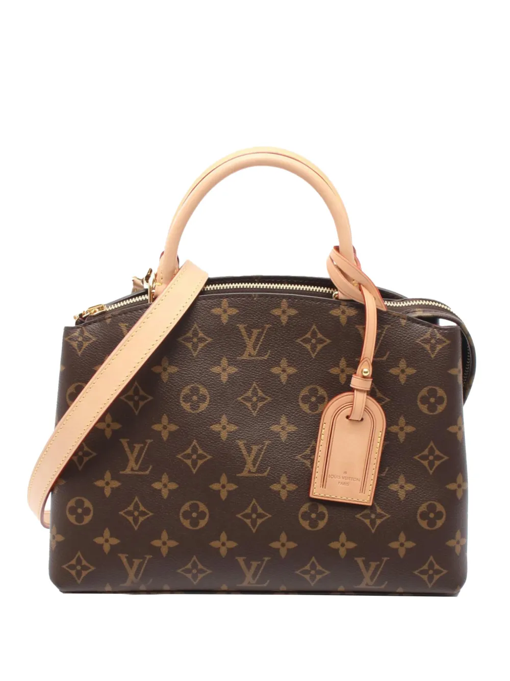 Pre-owned Louis Vuitton 2021-2025 Monogram Petit Palais Satchel In Brown