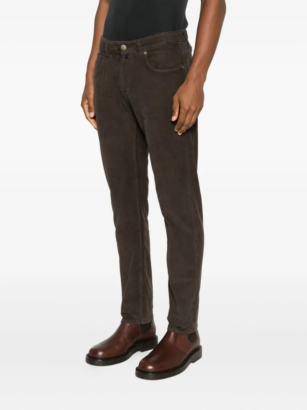 Incotex Ribfluwelen broek Bruin