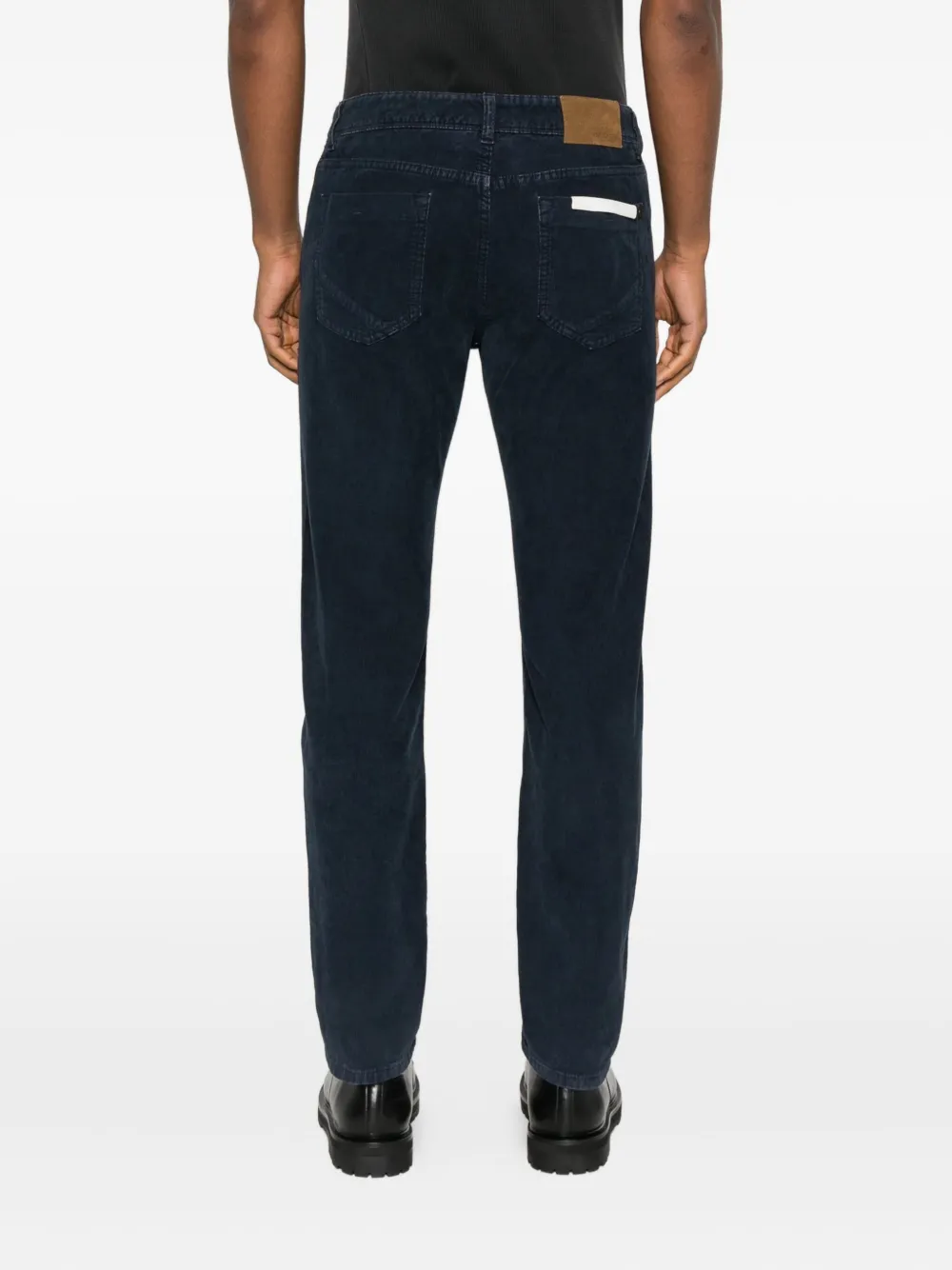 Incotex Logo Patch Trousers In Black