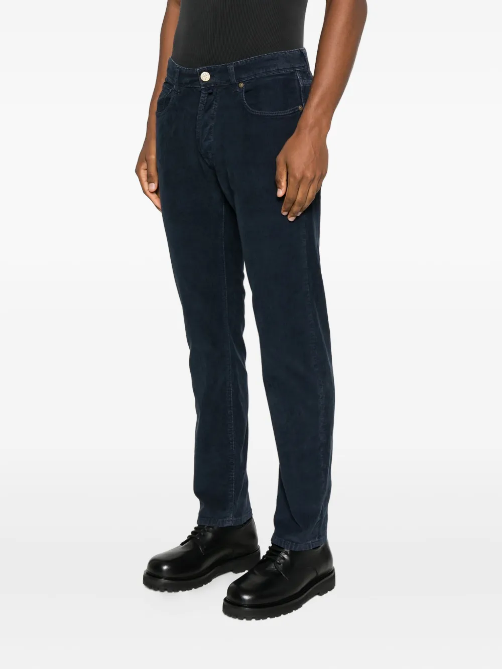 Incotex Logo Patch Trousers In Black