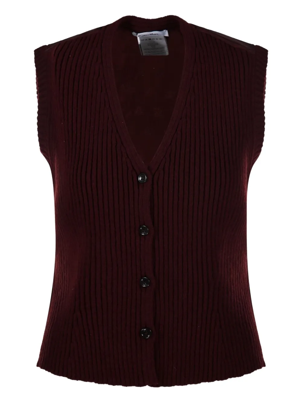 Max Mara Ribbed Sleeveless Cardigan In Red