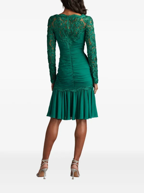 tadashi shoji long sleeve lace cocktail dress Tadashi Shoji Long Sleeve Lace & Crepe Dress in Navy at Nordstrom, Size 2