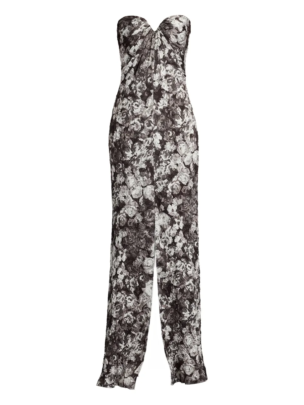 Tadashi Shoji Carnie floral-print strapless dress - Grigio