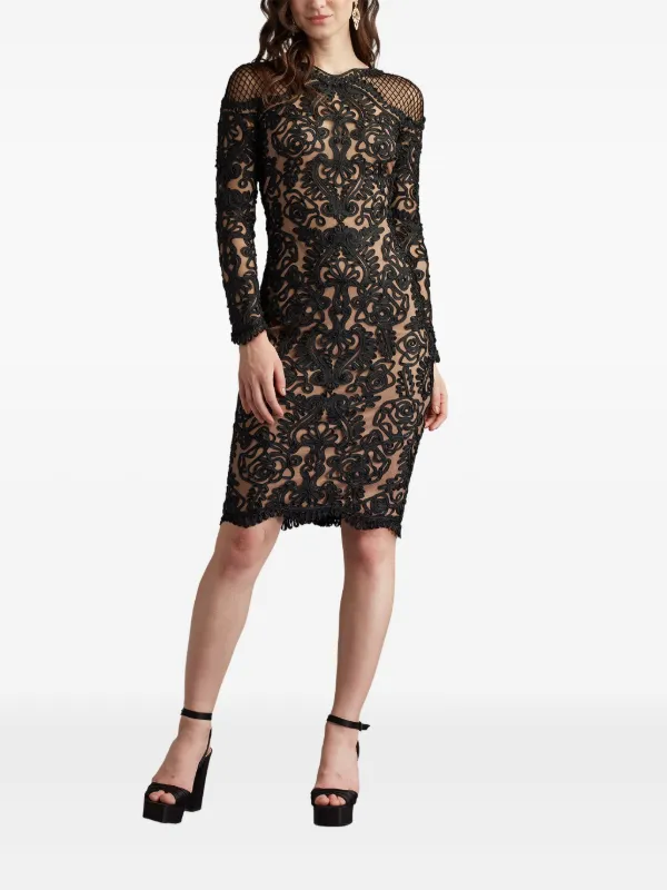 Tadashi Shoji Women's Nerra Embroidered Illusion Dress - Black