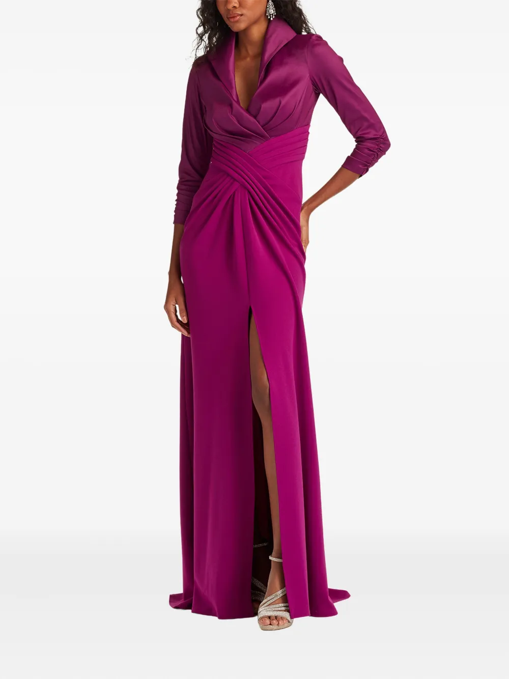 Tadashi Shoji twist-detail pleated gown - Paars
