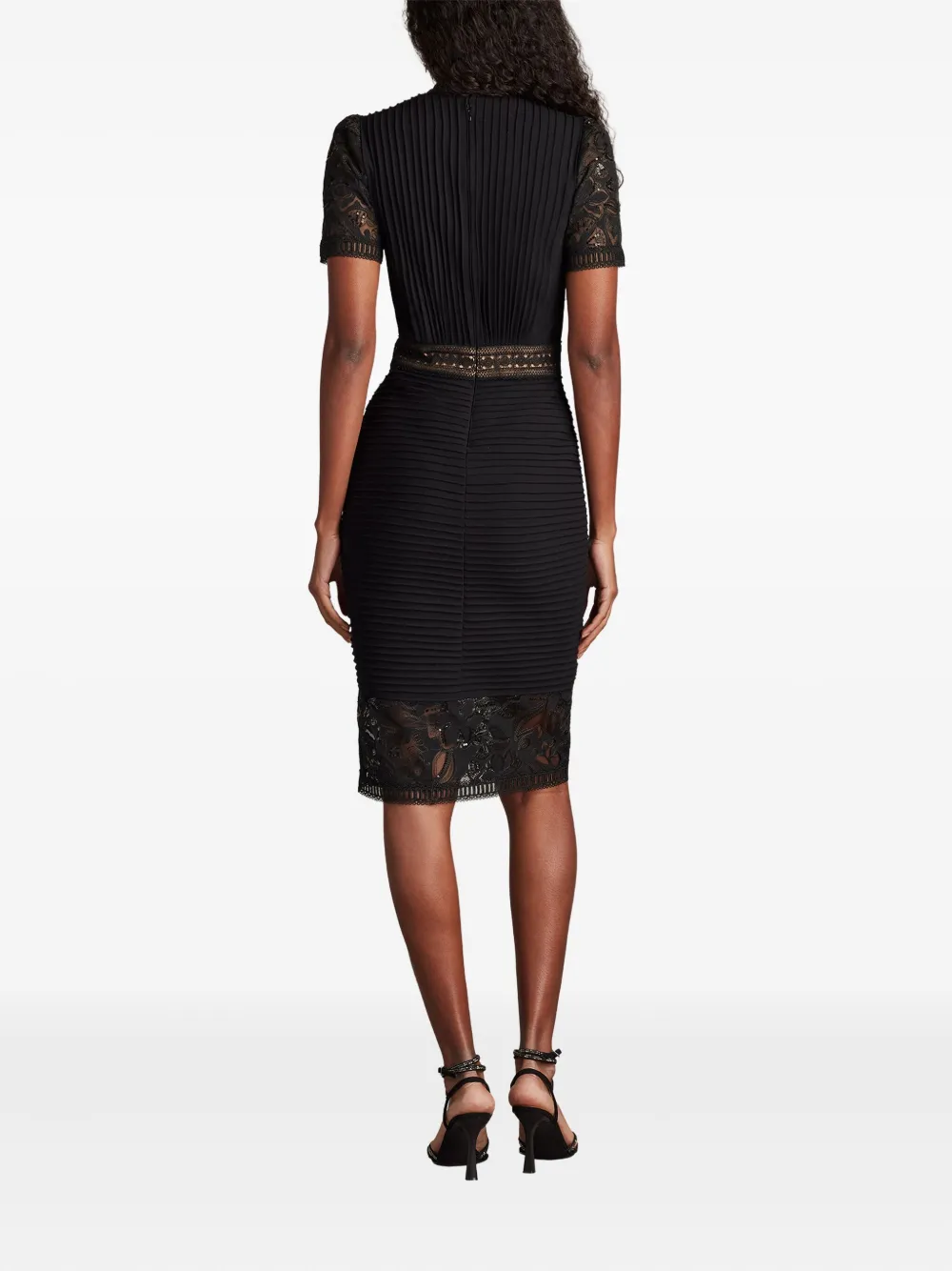 Tadashi Shoji Brone Lace Pleated Dress In Black