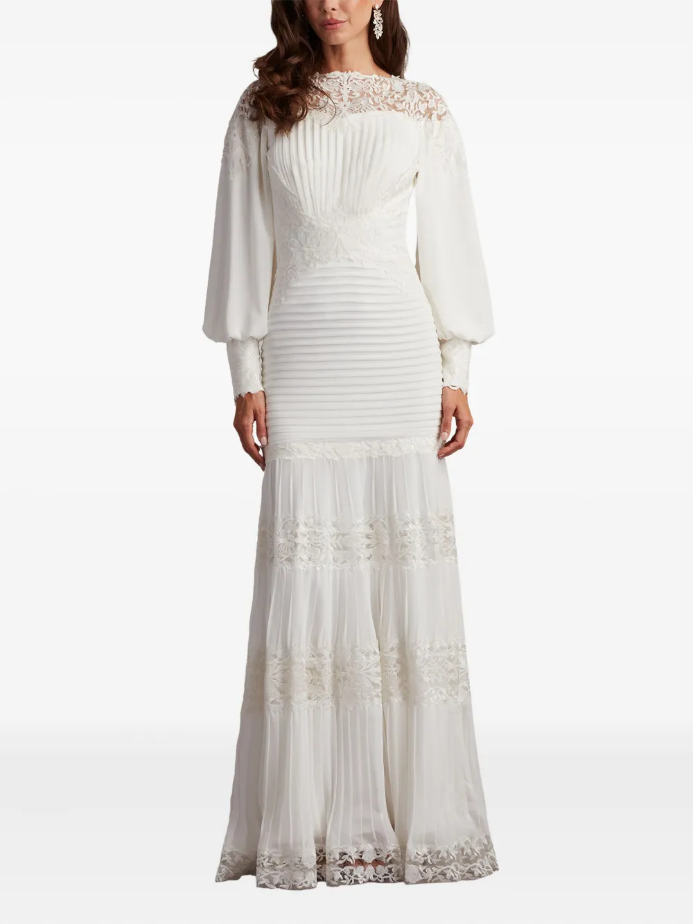 Tadashi Shoji Silverado lace pleated dress - Wit
