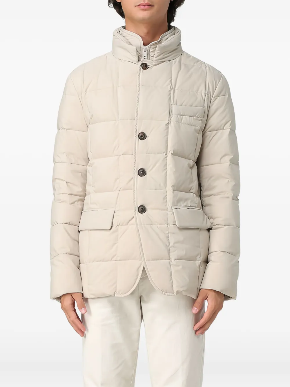 Fay Padded Button Jacket In White