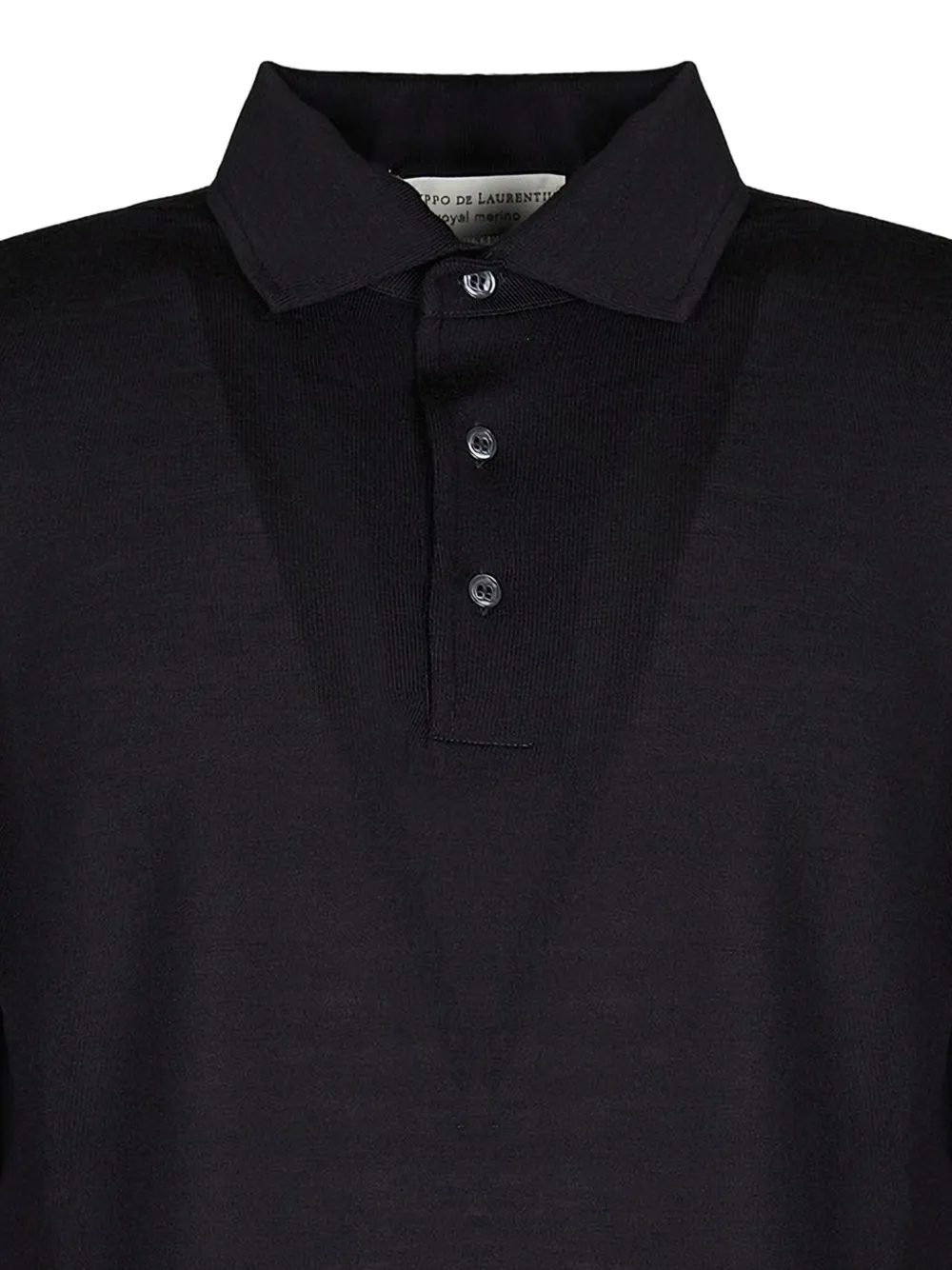 Filippo De Laurentiis Poloshirt met knopen en lange mouwen - Zwart