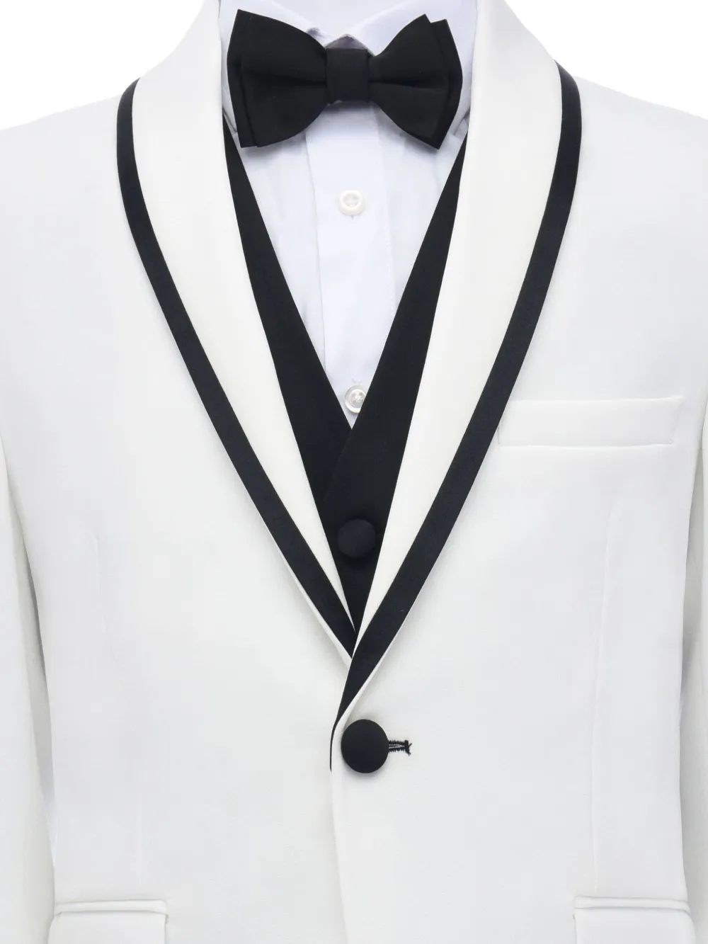 Moustache Driedelig pak met sjaalrevers Wit