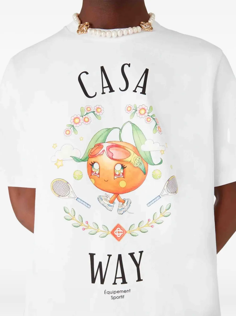 Casablanca Casa Way Orange Mascot Short Sleeve T-shirt In White