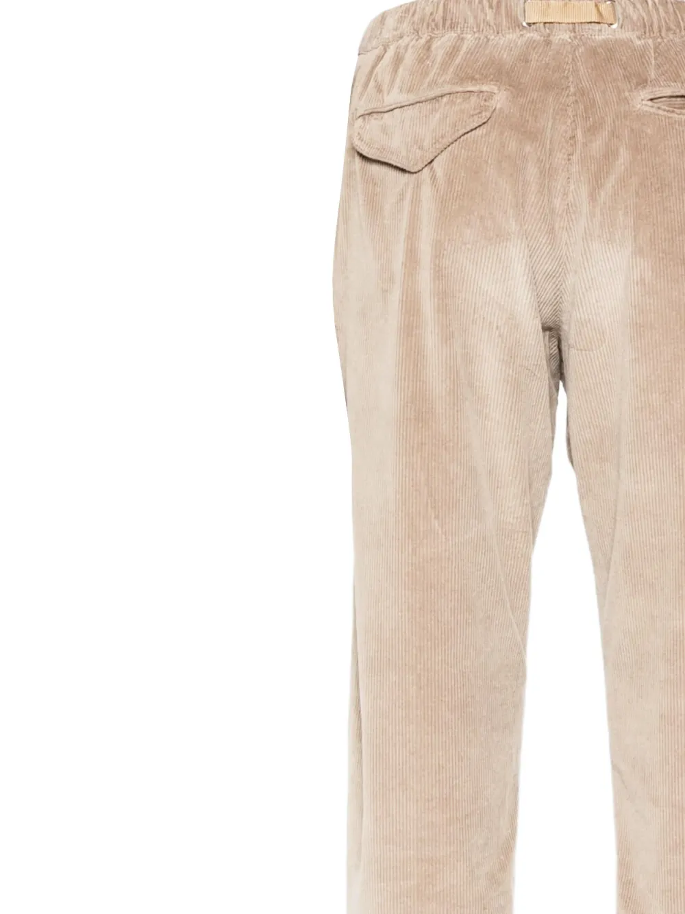 White Sand Corduroy Belt Trousers In Neutral