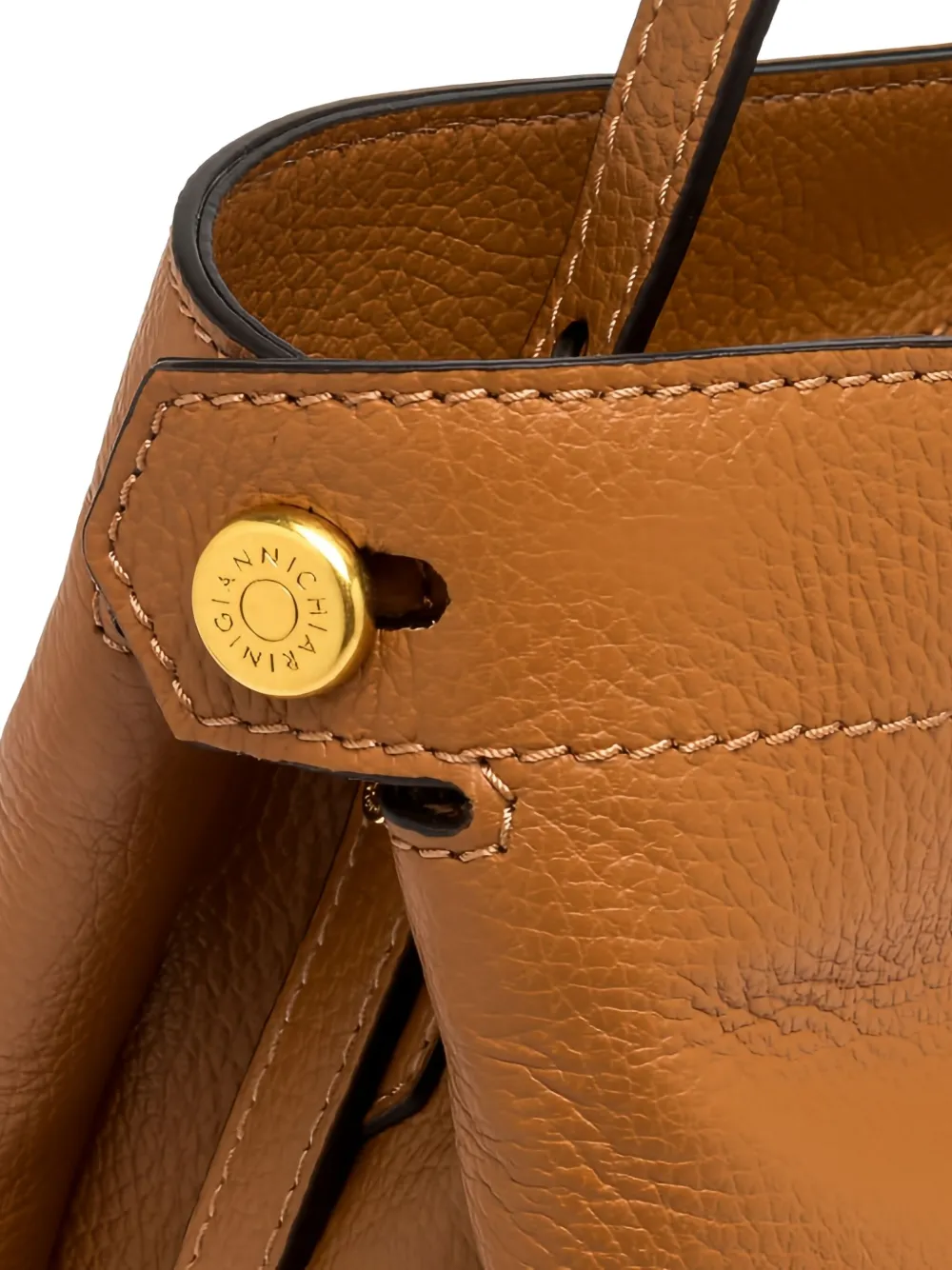 Gianni Chiarini Ottavia Buttoned Leather Tote Bag In Brown