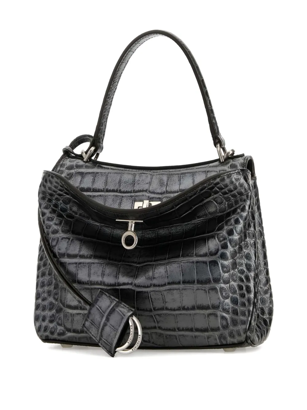 Balenciaga Embossed Croc Rodeo Tote Bag In Gray