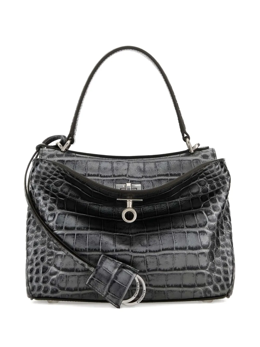 Balenciaga Embossed Croc Rodeo Tote Bag In Gray