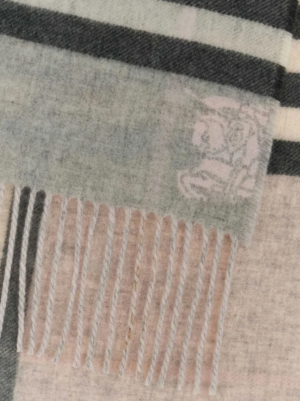 Burberry Fringed Check-pattern Scarf In Pink