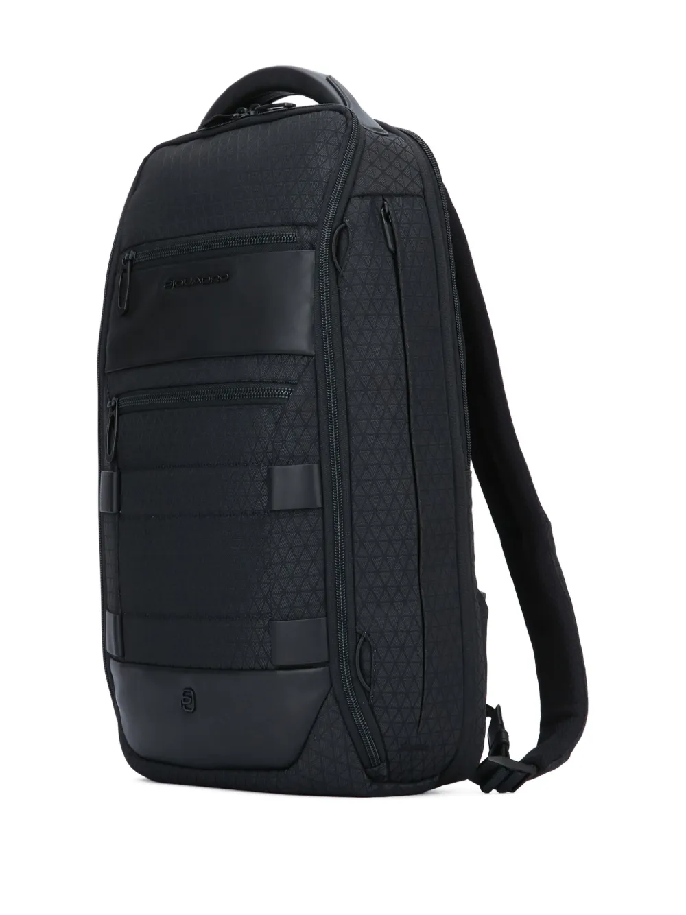 Piquadro Zipped Panelled Backpack In Black