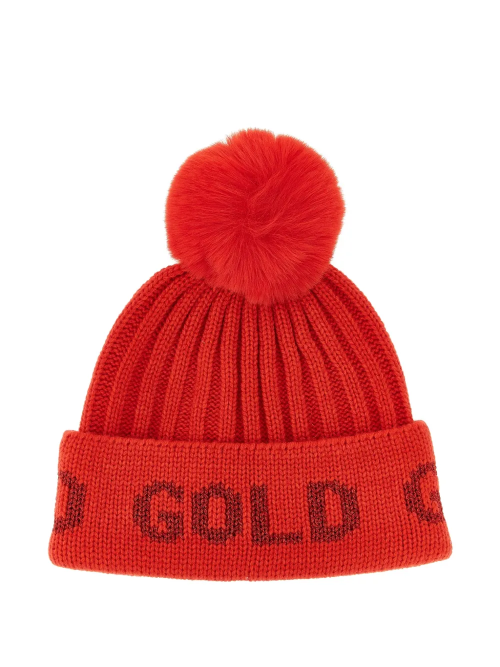 Goldbergh Ribbed Pompom Beanie Hat In Red