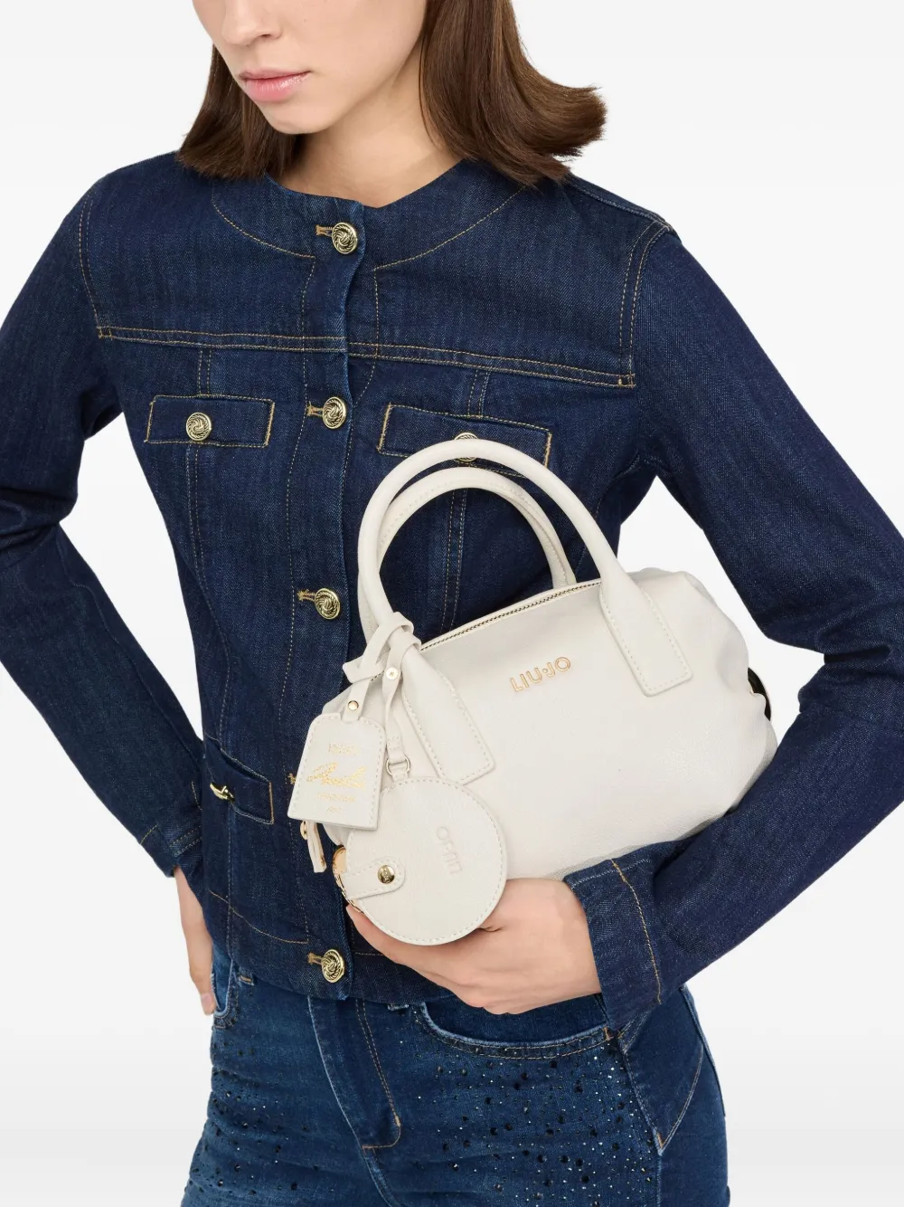 Liu •jo Small Charm Tote Bag In White