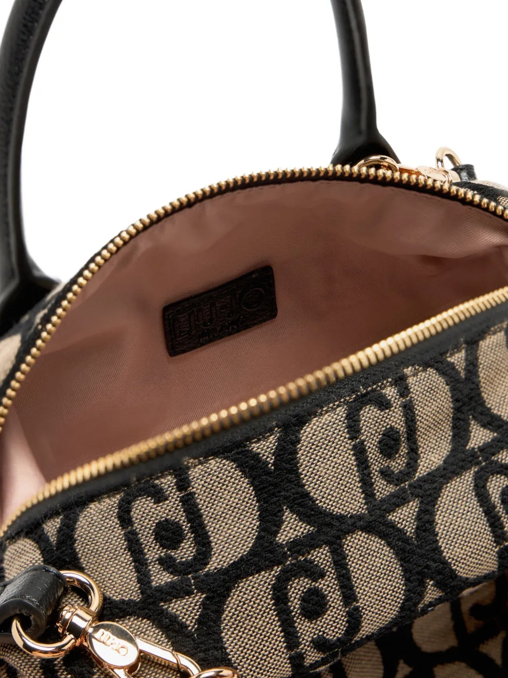 Liu •jo Small Jacquard Tote Bag In Brown