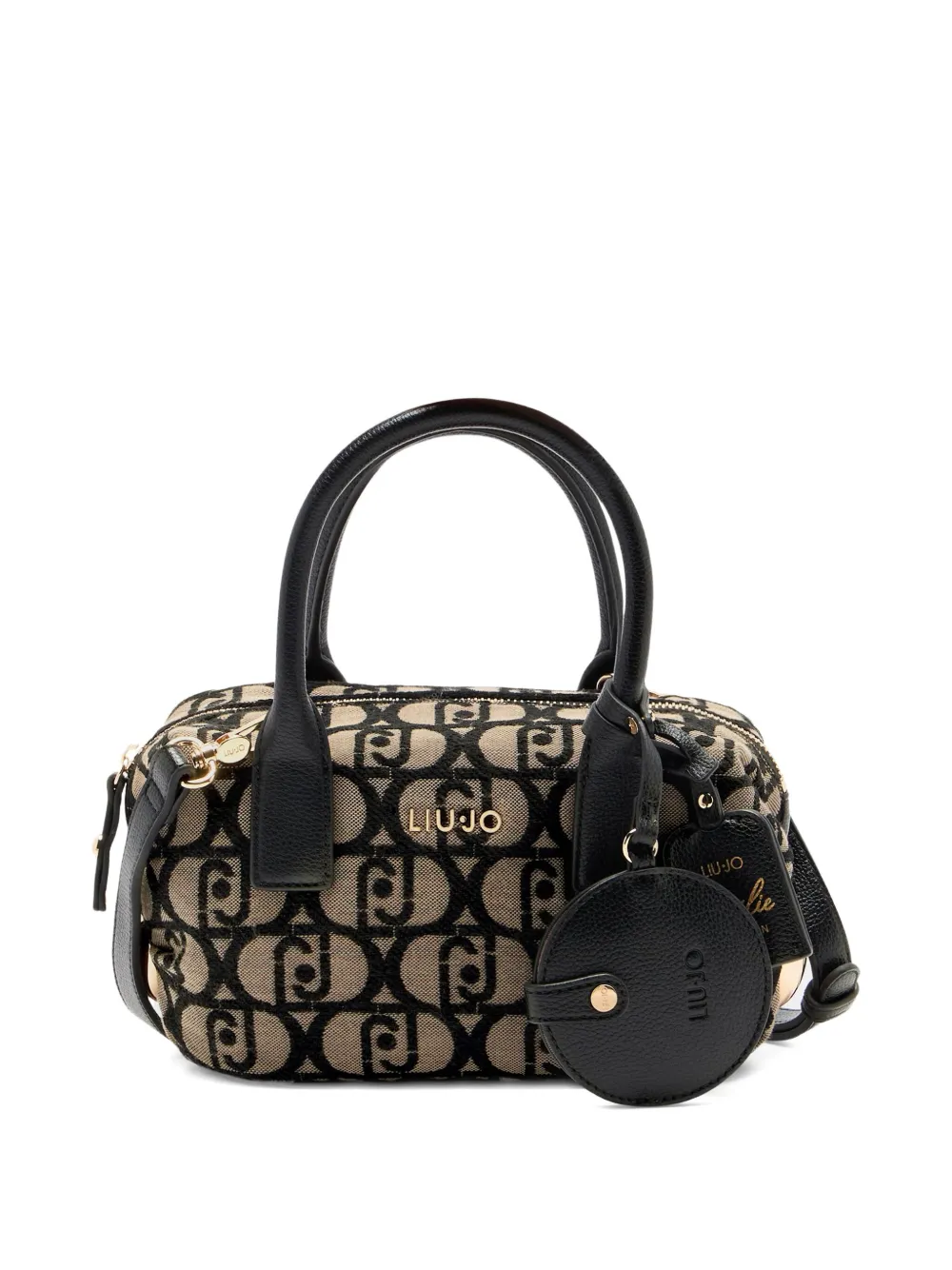 Liu •jo Small Jacquard Tote Bag In Brown