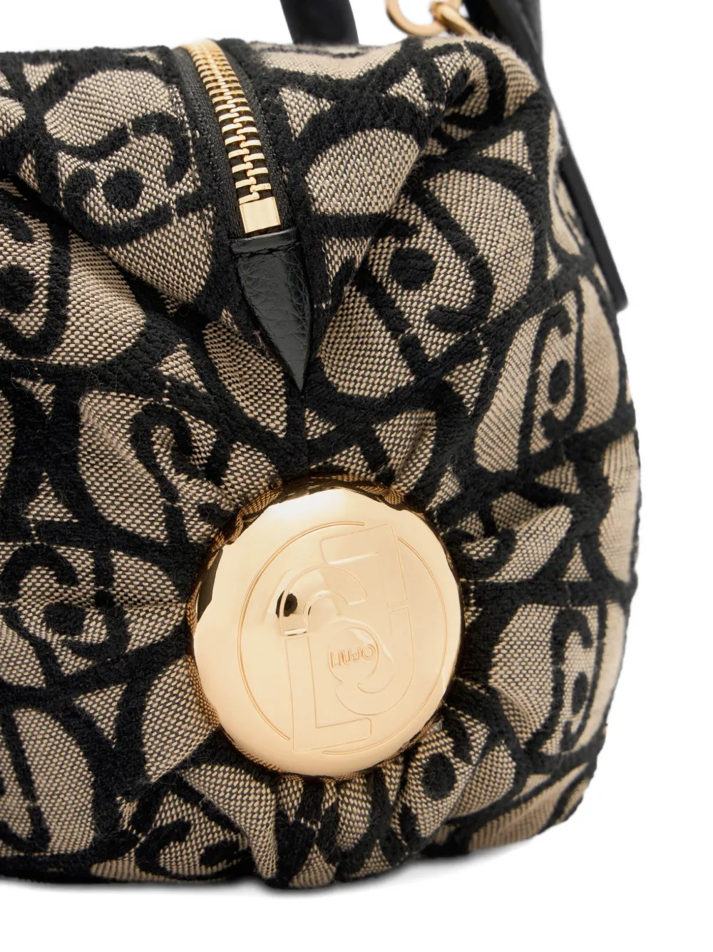 Liu •jo Small Jacquard Tote Bag In Brown