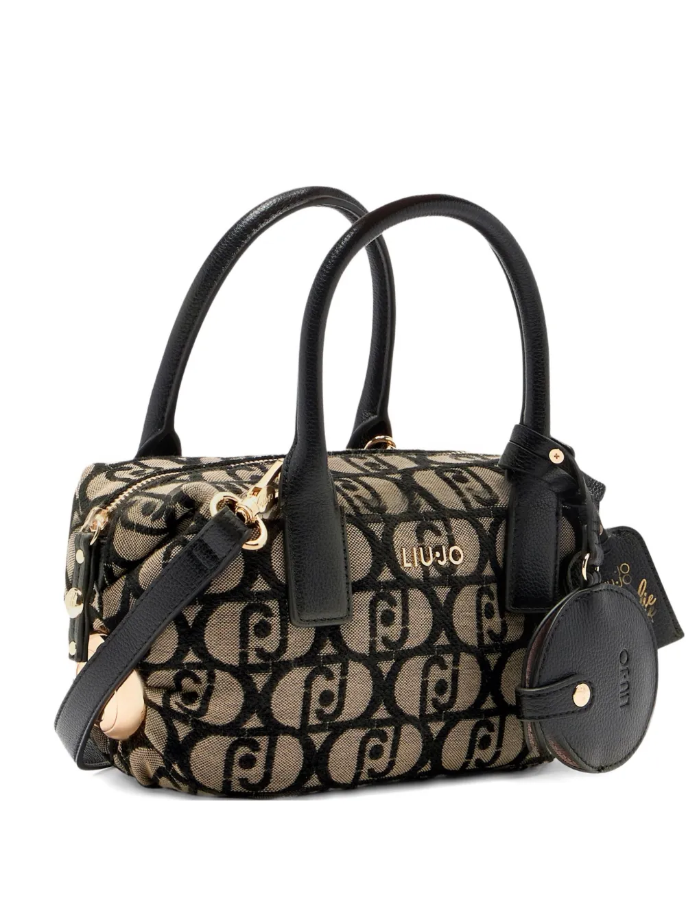 Liu •jo Small Jacquard Tote Bag In Brown