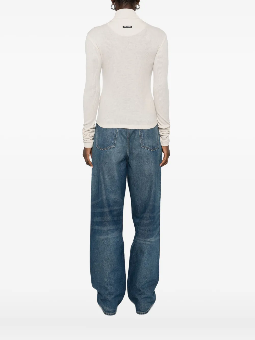 Halfboy Roll-neck Top In Neutral