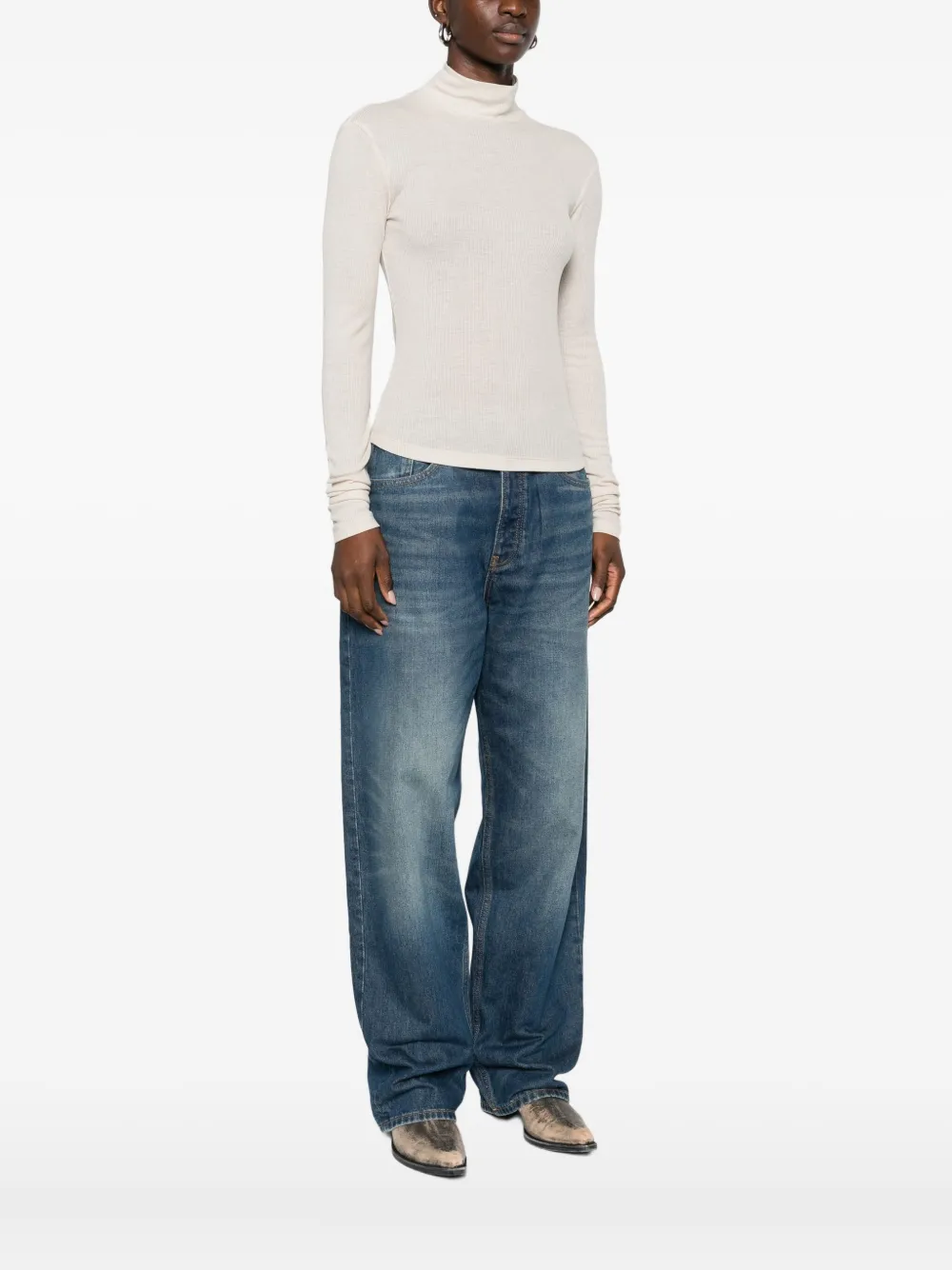 Halfboy Roll-neck Top In Neutral