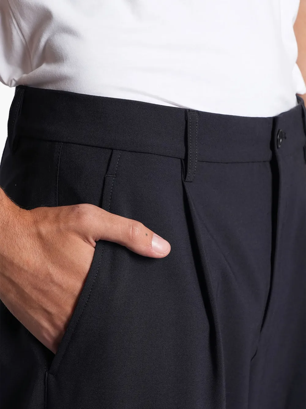 Aspesi Pleated-front Flannel Trousers In Blue