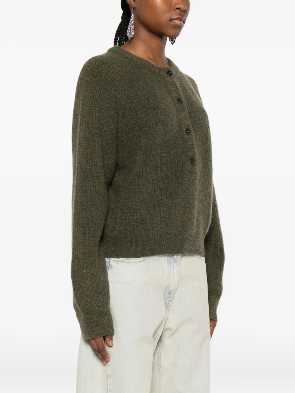Iro Crew Neck Cardigan In Green