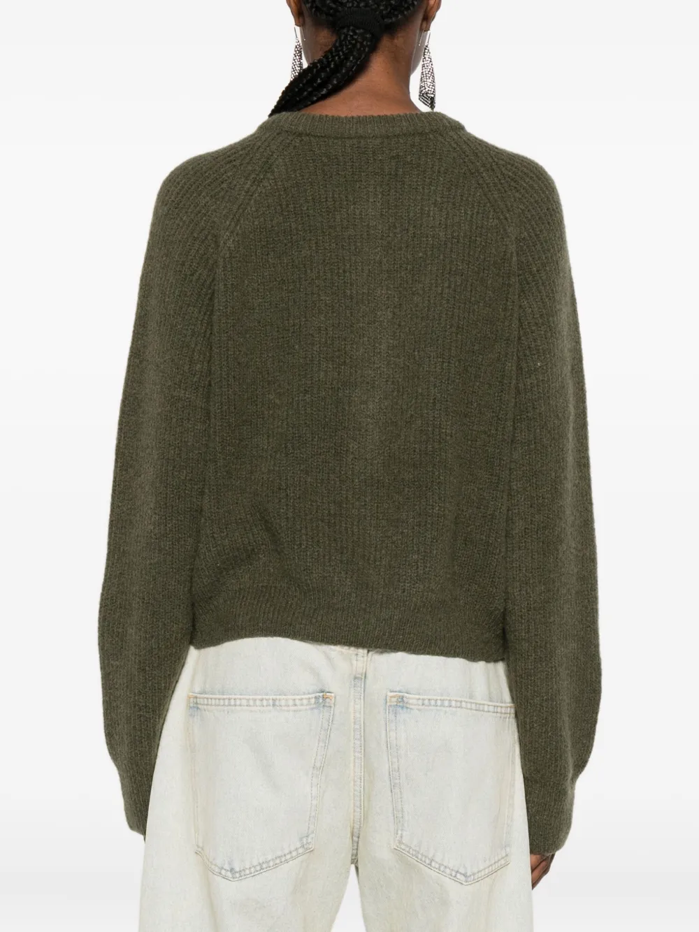 Iro Crew Neck Cardigan In Green