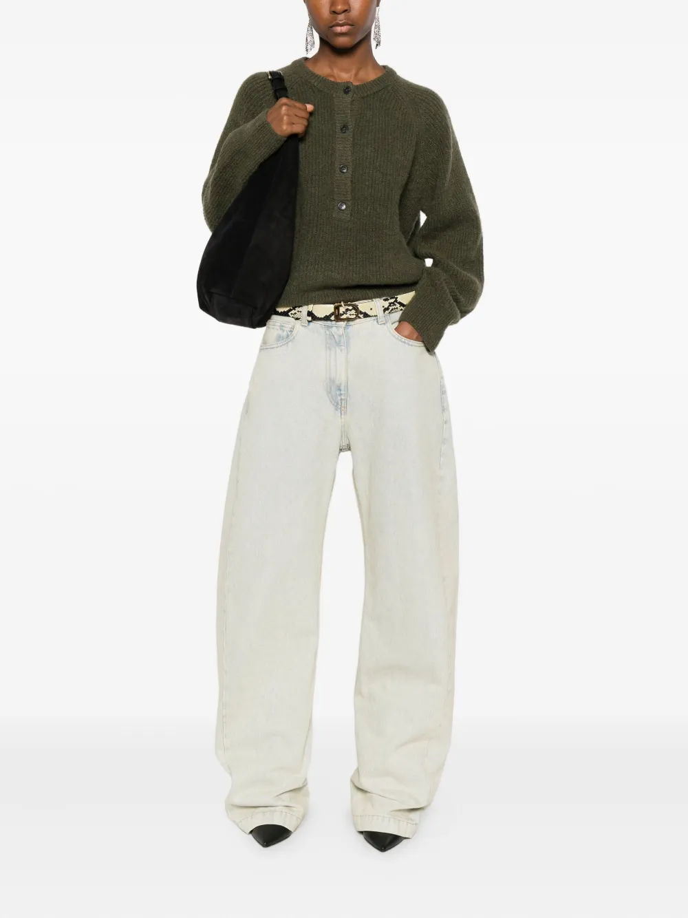 Iro Crew Neck Cardigan In Green