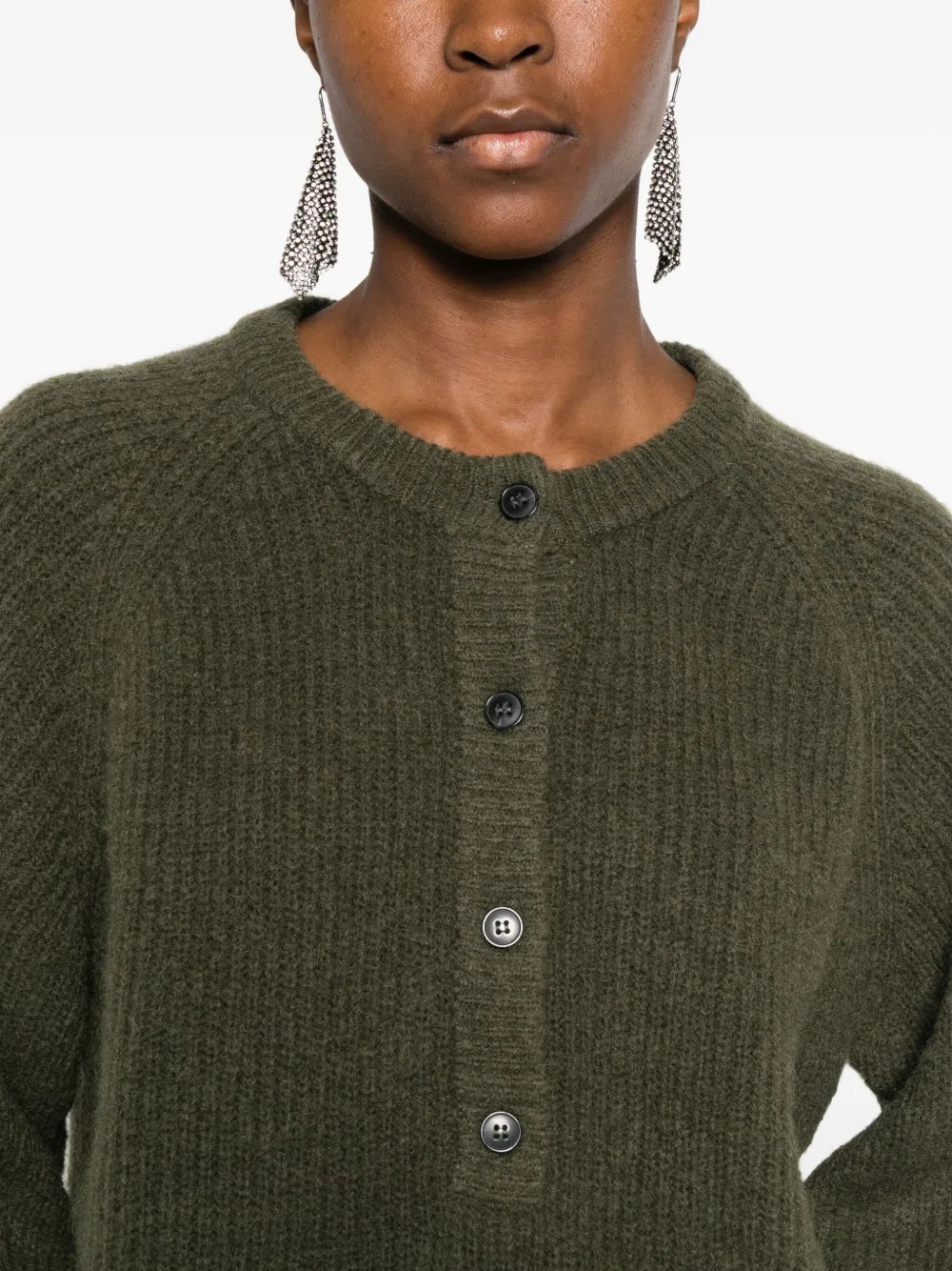 Iro Crew Neck Cardigan In Green
