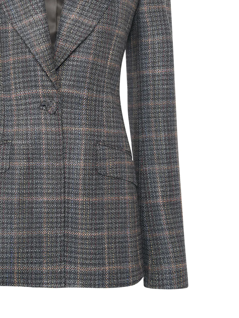 Gabriela Hearst Leiva Blazer In Charcoal Multi Wool Silk Clubcheck Plaid In Green