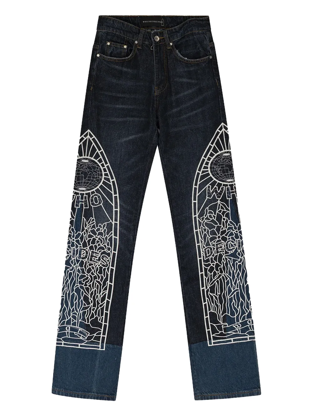 Who Decides War Embroidered Jeans In Blue