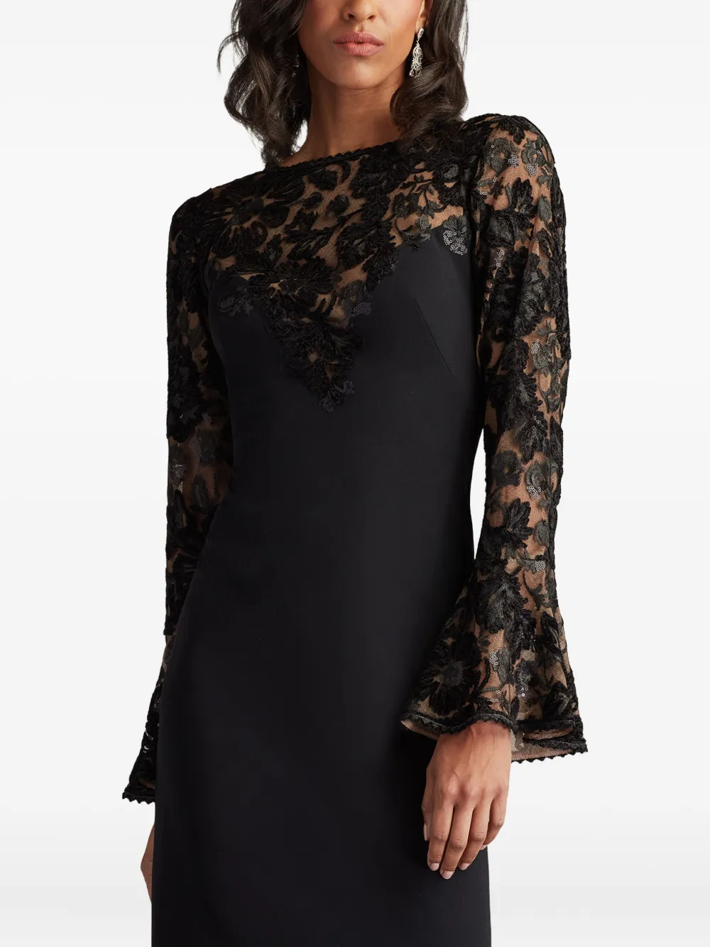 Tadashi Shoji Lou jurk met bloemenkant Zwart