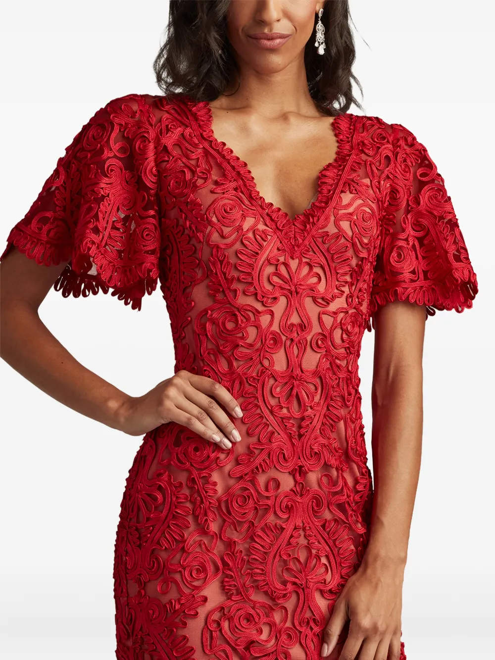 Tadashi Shoji Arnett jurk met kant Rood