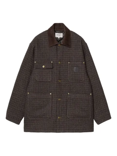 Carhartt WIP corduroy-collar check single-breasted coat