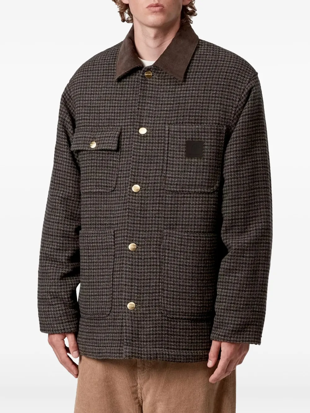 Carhartt WIP corduroy-collar check single-breasted coat | Single Breasted Coats | Image 2