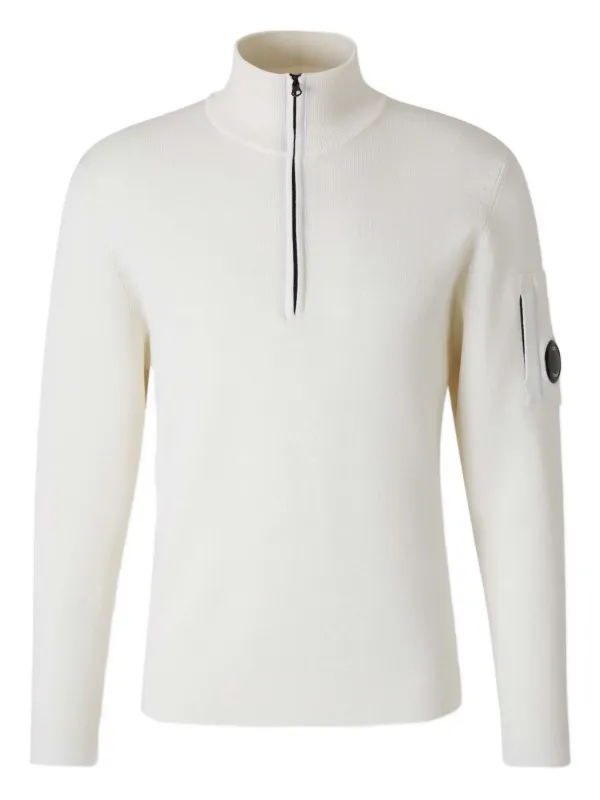 C.P. Company Roll Neck Zip Sweatshirt | White | FARFETCH IE