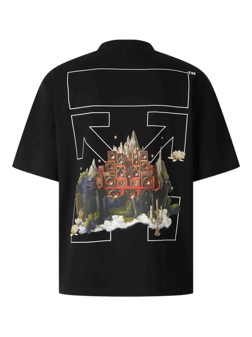 Off-White graphic print ribbed T-shirt - Zwart