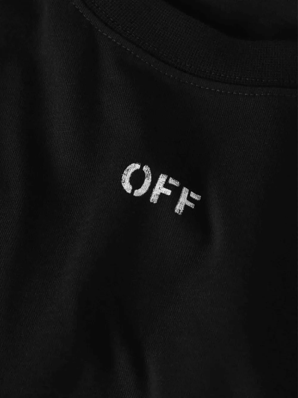 Off-White T-shirt met ronde hals en print Zwart